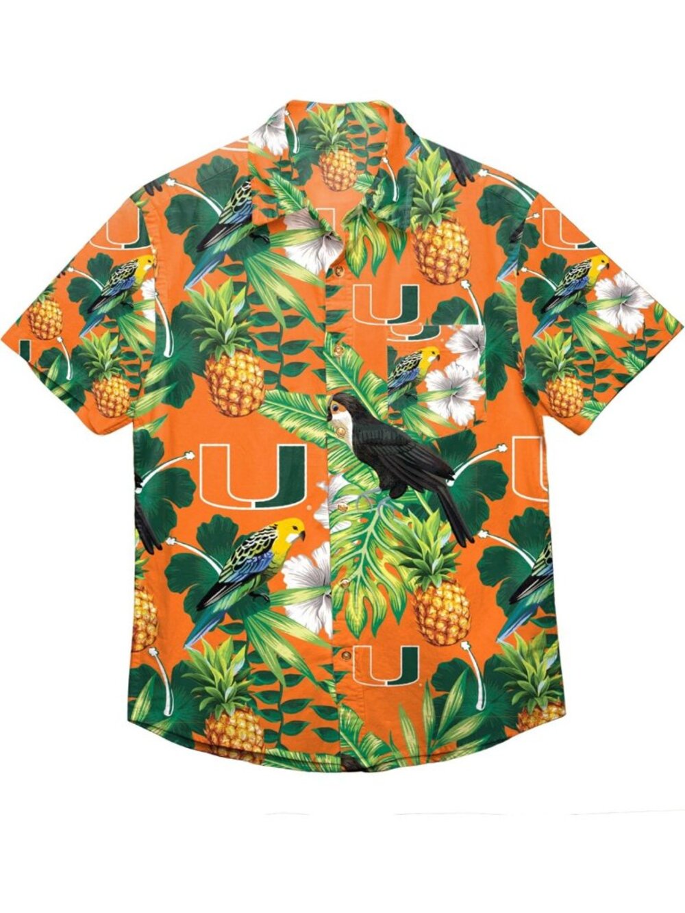 Tropical Floral Button-Up Shirt for Men | NCAA College Team Logo Style